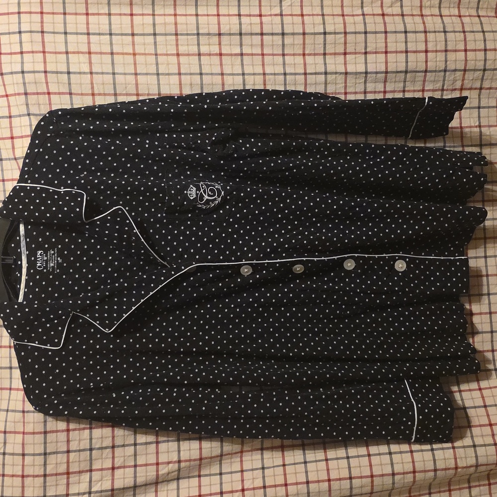 Ladies' Chaps Pajama Set in Black with White Dots Med - Picture 2 of 7